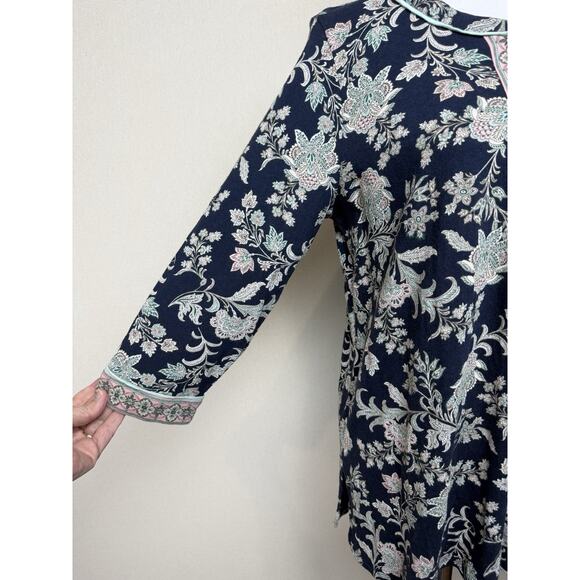 J.Jill Women's Tunic 3/4 Sleeves 3/4 Covered Buttons Floral Boho Sz M Petite - Picture 4 of 15